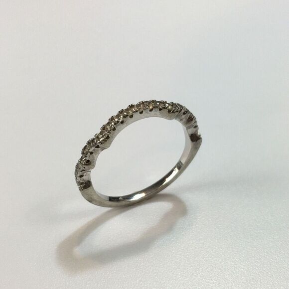 Sterling Silver Ring Size 6.5 Cubic Zirconia Wave Band Layering Stacking - Picture 11 of 14